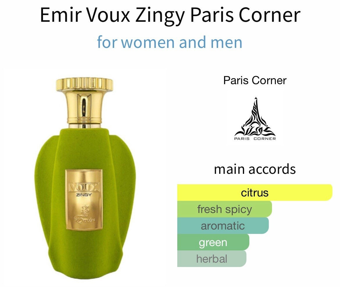 Paris Corner Emir VOUX ZINGY| EDP 100ml vibrant symphony of freshness & elegance
