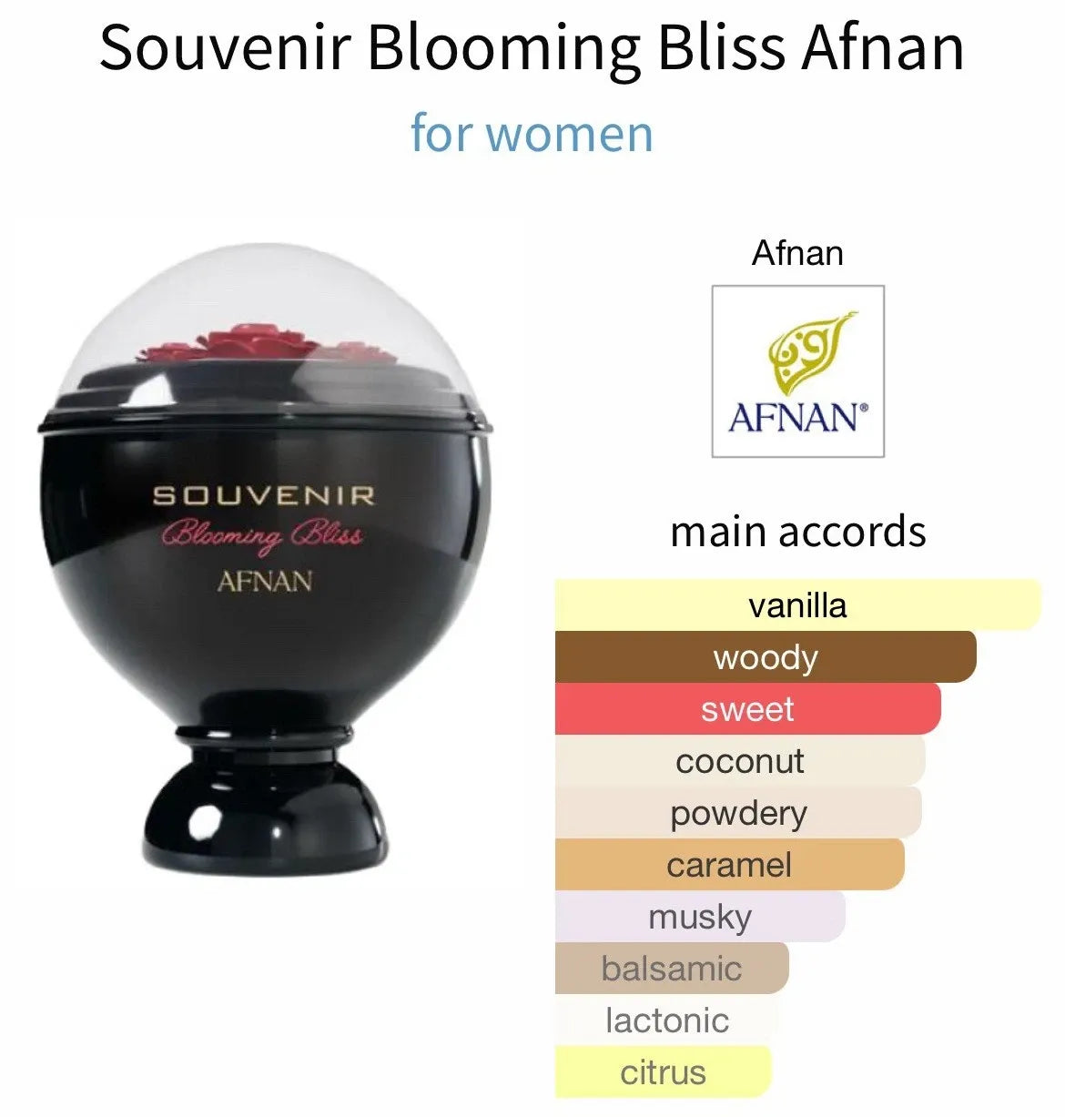 Afnan | Souvenir Blooming Bliss | EDP 100ml Luxurious Oriental Vanilla fragrance