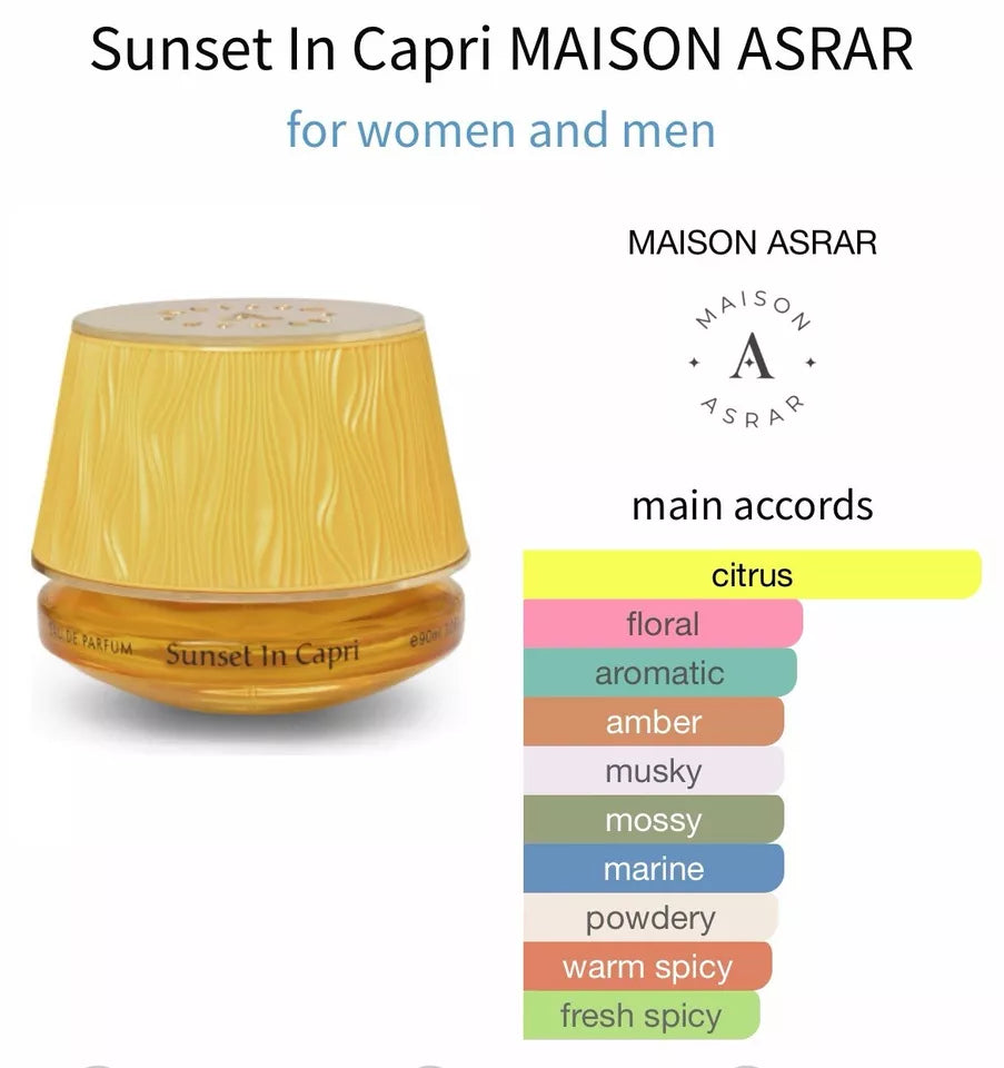Gulf Orchid Maison Asrar SUNSET IN CAPRI Eau De Parfum 90ML Luxurious Packaging
