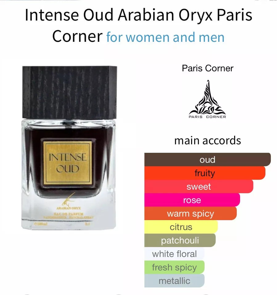 Paris Corner Arabian Oryx Intense Oud 100ml EDP Long Lasting Fragrance