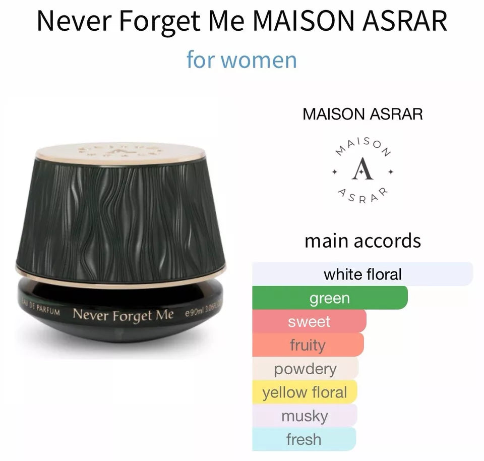 Gulf Orchid Maison Asrar NEVER FORGET ME Eau De Parfum 90ML Luxurious Packaging
