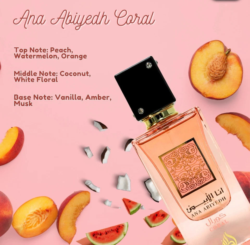 Ana Abiyedh Coral |Lattafa| Unisex | 60ml EDP | Long Lasting Elegant Fragrance