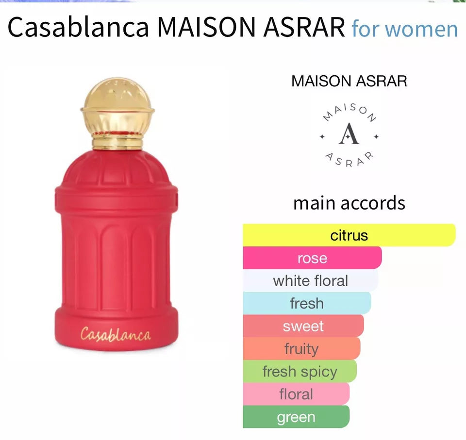 Gulf Orchid Maison Asrar CASABLANCA 100ml Floral Fruity Fragrance For Women