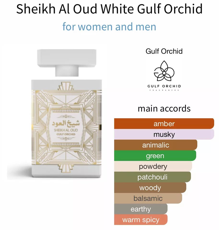 Gulf Orchid SHEIKH AL OUD WHITE Eau De Parfum 100ml Gift Of Exquisite Scent