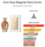 Paris Corner Emir | Voux Elegante| EDP 100ml |An Aromatic Unisex Spicy fragrance
