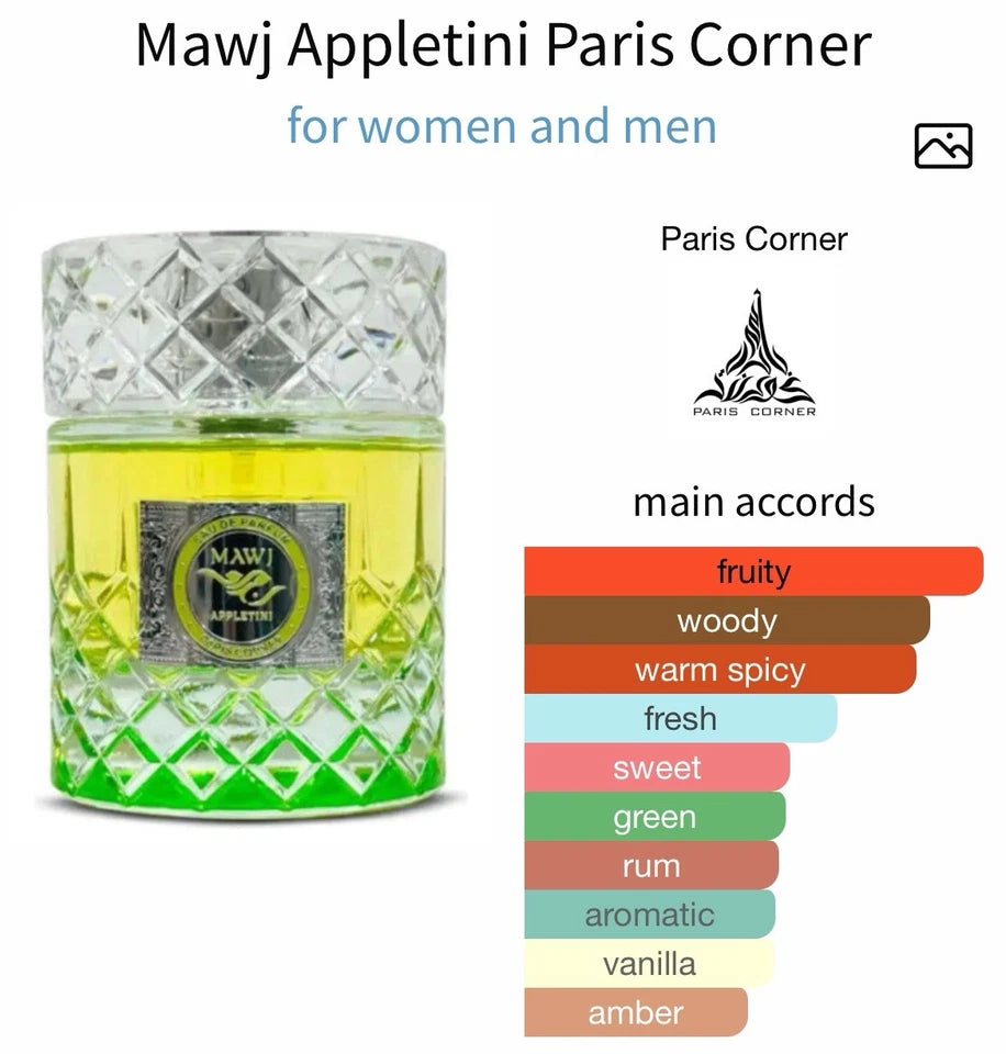 Paris Corner | MAWJ APPLETINI | Eau De Parfum | 100ml | Unisex Fragrance
