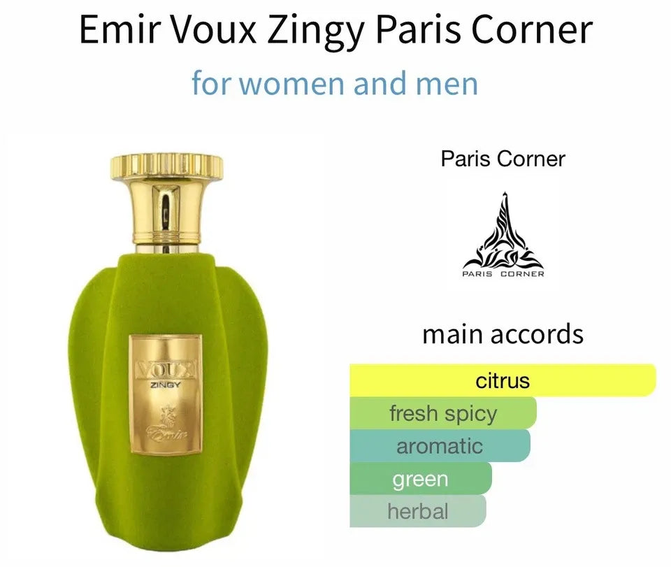 Paris Corner Emir VOUX ZINGY| EDP 100ml vibrant symphony of freshness & elegance